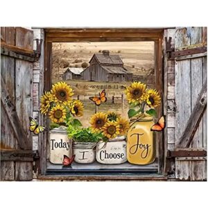 visiaip sunflowers diamond painting kits butterfly flower bottles log cabin 5d diy full drill diamond art kits for adults kids flowers blessing word picture art for home wall decor,15.7 x11.8 inch