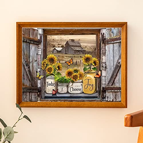 VISIAIP Sunflowers Diamond Painting Kits Butterfly Flower Bottles Log Cabin 5D DIY Full Drill Diamond Art Kits for Adults Kids Flowers Blessing Word Picture Art for Home Wall Decor,15.7 x11.8 inch