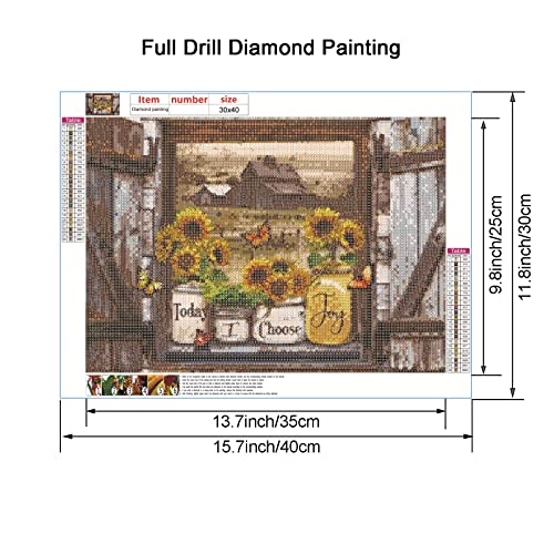 VISIAIP Sunflowers Diamond Painting Kits Butterfly Flower Bottles Log Cabin 5D DIY Full Drill Diamond Art Kits for Adults Kids Flowers Blessing Word Picture Art for Home Wall Decor,15.7 x11.8 inch