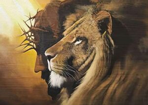 jesus diamond art painting kits for adults - full drill diamond dots paintings for beginners, jesus lion round 5d paint with diamonds pictures gem art painting kits diy adult crafts kits 12x16inch