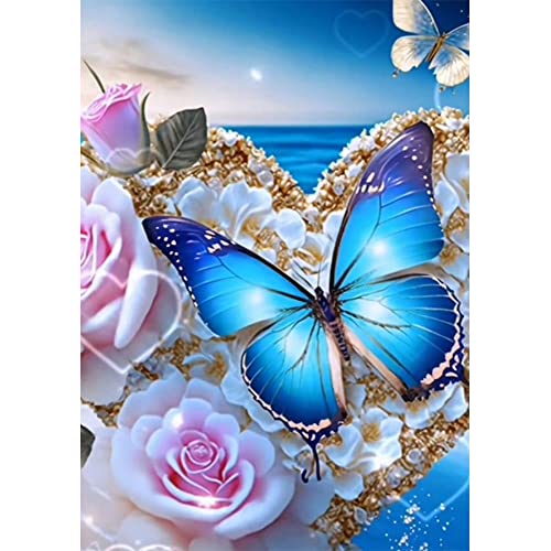 pvoodire Butterfly Diamond Painting Kits-Butterfly Diamond Art for Adults,5D Diamond Painting Butterfly for Gift Home Wall Decor(12x16inch)