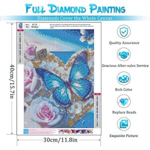 pvoodire Butterfly Diamond Painting Kits-Butterfly Diamond Art for Adults,5D Diamond Painting Butterfly for Gift Home Wall Decor(12x16inch)