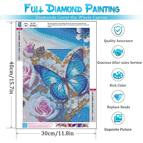 pvoodire Butterfly Diamond Painting Kits-Butterfly Diamond Art for Adults,5D Diamond Painting Butterfly for Gift Home Wall Decor(12x16inch)