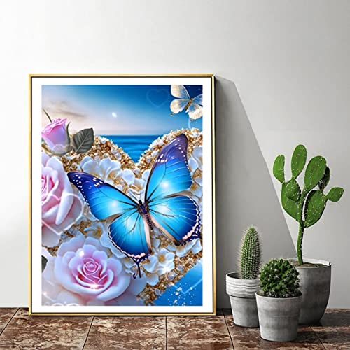 pvoodire Butterfly Diamond Painting Kits-Butterfly Diamond Art for Adults,5D Diamond Painting Butterfly for Gift Home Wall Decor(12x16inch)