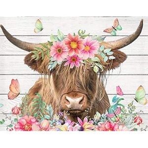 nzhidey diamond painting kits - cow diamond art for adults kids beginners, 5d diamond painting cow for gift home wall decor(16 x 12 inch)