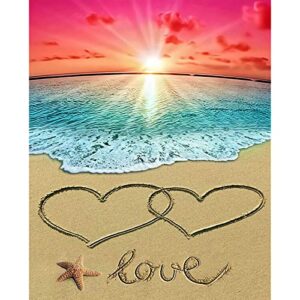 Beach Diamond Painting, Diamond Art Beach Diamond Art Kits Sunset 5D Diamond Painting Kits for Beginners Sea Beach Love Diamond Dot Art Ocean Gem Art Kits for Adults Dimond Art Decor Gifts 12x16Inch