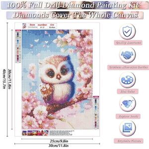 KICHANG Owl Diamond Painting Kits,DIY Diamond Art Kits for Adults,5D Diamond Painting Diamond Art with Full Drill Round Diamonds,Diamond Dots Diamond Art Kits for Home Wall Decor Gifts-12X16inch