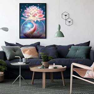 WUSARPLY Lotus Flower Diamond Painting Kits for Adults - 5D Diamond Art Kits Full Drill Diamond Dots Paint with Diamonds Gem Arts and Crafts for Beginner Kids Home Wall Decor 11.8''x15.8''