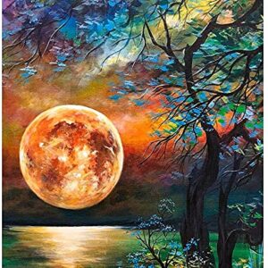 LWZAYS 5D Diamond Painting Kits for Adults & Kids,Moon Tree Diamond Dots Crystal Gem DIY Arts Painting Perfect for Home Wall Decor (12x16inch)