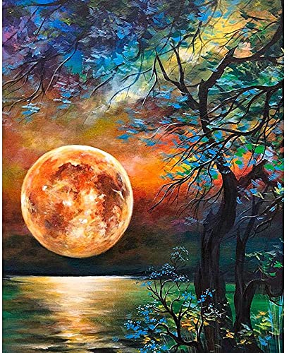 LWZAYS 5D Diamond Painting Kits for Adults & Kids,Moon Tree Diamond Dots Crystal Gem DIY Arts Painting Perfect for Home Wall Decor (12x16inch)