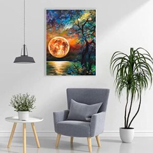 LWZAYS 5D Diamond Painting Kits for Adults & Kids,Moon Tree Diamond Dots Crystal Gem DIY Arts Painting Perfect for Home Wall Decor (12x16inch)