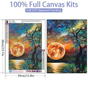 LWZAYS 5D Diamond Painting Kits for Adults & Kids,Moon Tree Diamond Dots Crystal Gem DIY Arts Painting Perfect for Home Wall Decor (12x16inch)