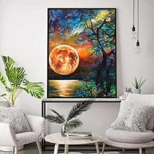 LWZAYS 5D Diamond Painting Kits for Adults & Kids,Moon Tree Diamond Dots Crystal Gem DIY Arts Painting Perfect for Home Wall Decor (12x16inch)