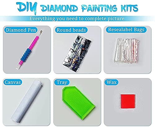 12 Pack Diamond Painting Kits, 5D Diamond Art Kits for Adults Full Drill Diamond Paintings Kit Crafts for Adults Beginners, DIY Beach Diamond Painting Packs Gem Art Home Wall Decor 11.8x15.7in