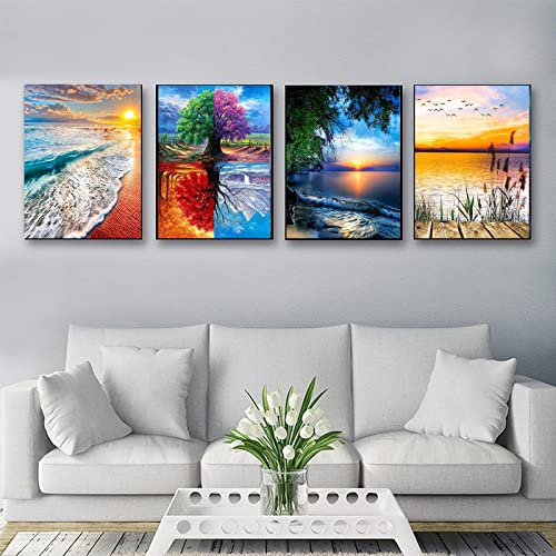 12 Pack Diamond Painting Kits, 5D Diamond Art Kits for Adults Full Drill Diamond Paintings Kit Crafts for Adults Beginners, DIY Beach Diamond Painting Packs Gem Art Home Wall Decor 11.8x15.7in