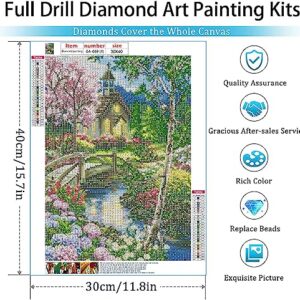 GemZono 4 Pack Diamond Painting Kits for Adults&Kids DIY 5D Diamond Art Paint with Round Diamonds Full Drill Church Gem Art Painting Kit for Home Wall Decor Gifts(12x16inch/30×40cm)