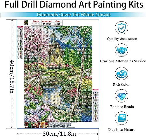 GemZono 4 Pack Diamond Painting Kits for Adults&Kids DIY 5D Diamond Art Paint with Round Diamonds Full Drill Church Gem Art Painting Kit for Home Wall Decor Gifts(12x16inch/30×40cm)