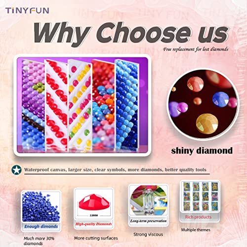 TINY FUN 12 Pack Diamond Painting Kits for Adults - 5D DIY Flower Diamond Art Paint with Round Full Drill Diamonds for Beginners, Home Wall Decoration and Gifts (12X16 Inch)