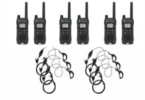 motorola t460 two way radio 6-pack walkie talkies with 6 ptt curl earpieces