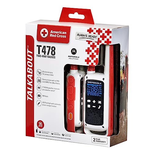 Motorola Solutions Red Cross T478 Talkabout White Rechargeable Emergency preparedness 35-Mile 2-Way Radio
