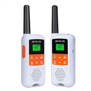 retevis rt49b walkie talkies rechargeable, portable frs two-way radios, mini walkie talkie long range, noaa, easy to use walkie talkies for adults, 2 way radio white 2 pack camping