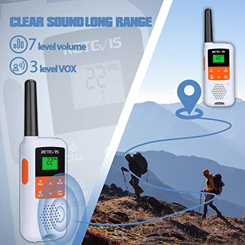 Retevis RT49B Walkie Talkies Rechargeable, Portable FRS Two-Way Radios, Mini Walkie Talkie Long Range, NOAA, Easy to Use Walkie Talkies for Adults, 2 Way Radio White 2 Pack Camping