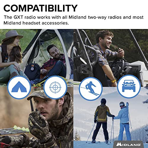 Midland 50 Channel GMRS Two-Way Radio - Long Range Walkie Talkie with 142 Privacy Codes, SOS Siren, and NOAA Weather Alerts and Weather Scan (Black/Silver, 3-Pack)