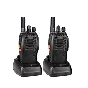 retevis h-777 rechargeable walkie talkies, mini 2 way radios long range, small walky talky, portable frs two way radios with led flashlight(black, 2 pack)