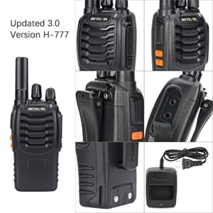 Retevis H-777 Rechargeable Walkie Talkies, Mini 2 Way Radios Long Range, Small Walky Talky, Portable FRS Two Way Radios with LED Flashlight(Black, 2 Pack)