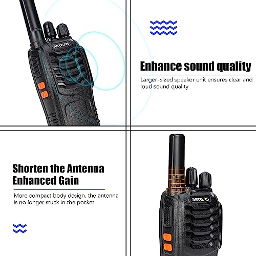 Retevis H-777 2 Way Radios, Walkie Talkies for Adults, Rechargeable Long Range Two Way Radio, Shock Resistant, Short Antenna for Business Education(10 Pack)