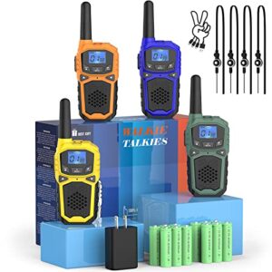 rechargeable walkie talkies for adults two way radios for outdoors usb rechargeable long range 22 channel adapter, charger, battery included with noaa & weather alerts (mix-4packs)