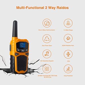 Rechargeable Walkie Talkies for Adults Two Way Radios for Outdoors USB Rechargeable Long Range 22 Channel Adapter, Charger, Battery Included with NOAA & Weather Alerts (Mix-4Packs)