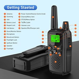 Walkie Talkies,Erelis Long Rang Walkie Talkies with 22 FRS Channels,Walkie Talkies for Adults with Lamp,VOX,LCD Display for Outdoor Activities