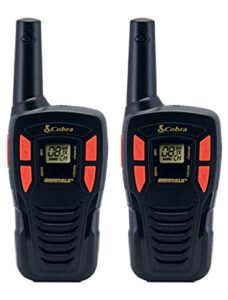 cobra acxt145 compact walkie talkies for adults - rechargeable, lightweight, 22 channels, long range 16-mile two-way radio set (2-pack), black