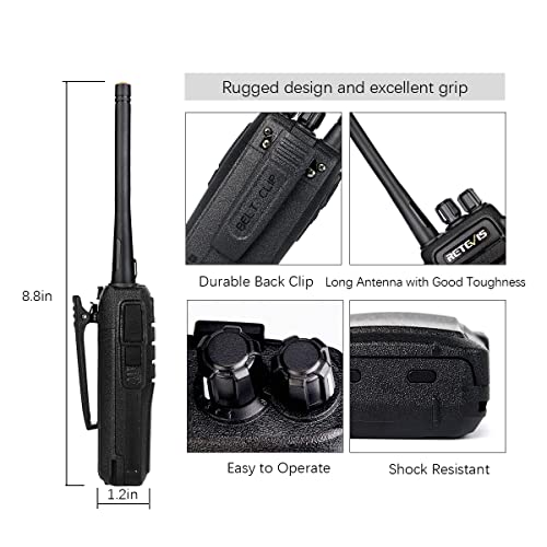 Retevis RT21 Walkie Talkies for Adults, 2 Way Radios Walkie Talkies Long Range, Portable FRS Two Way Radios with Earpiece, Handfree, for Government Education Churches Dealers(10 Pack)