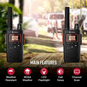 Cobra RX380 Walkie Talkies for Adults - Rechargeable, 40 Preset Channels, Long Range 32-Mile Two-Way Radio Set (2-Pack), Black