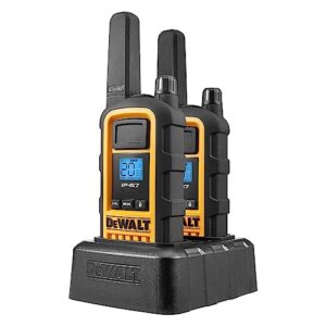 DEWALT DXFRS800 2 Watt Heavy Duty Walkie Talkies - Waterproof, Shock Resistant, Long Range & Rechargeable Two-Way Radio with VOX (2 Pack)