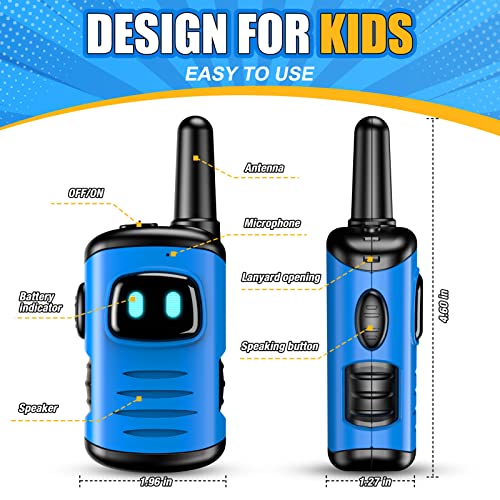 Walkie Talkies Toys for Kids 3-6: DASTION-99 Mini Robots Walkies Talkie Birthday Gifts for 3 4 5 6 Year Old Boys Toys for 3-5 Year Old Boy Outdoor Games for Kid Blue 2 Pack