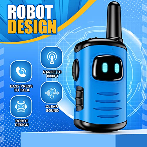 Walkie Talkies Toys for Kids 3-6: DASTION-99 Mini Robots Walkies Talkie Birthday Gifts for 3 4 5 6 Year Old Boys Toys for 3-5 Year Old Boy Outdoor Games for Kid Blue 2 Pack