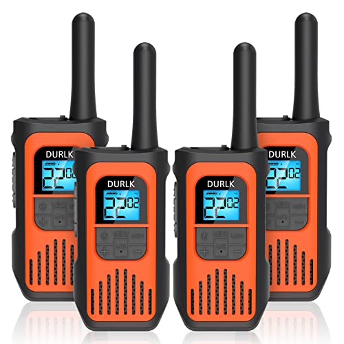 Walkie Talkies 4 Pack, Walkie Talkies for Adults Long Range FRS Walky Talky Two-Way Radios with 22 Channels FRS VOX LCD Display for Camping Hiking Cruise Ships