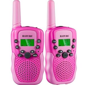 walkie talkies,walkie talkies for kids 22 channels 2 way radio with backlit lcd screen & led flashlight, birthday gifts toys for girls(pink,2 pack)