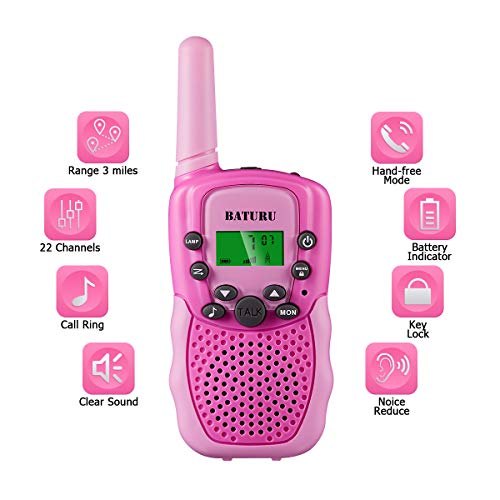 Walkie Talkies,Walkie Talkies for Kids 22 Channels 2 Way Radio with Backlit LCD Screen & LED Flashlight, Birthday Gifts Toys for Girls(Pink,2 Pack)