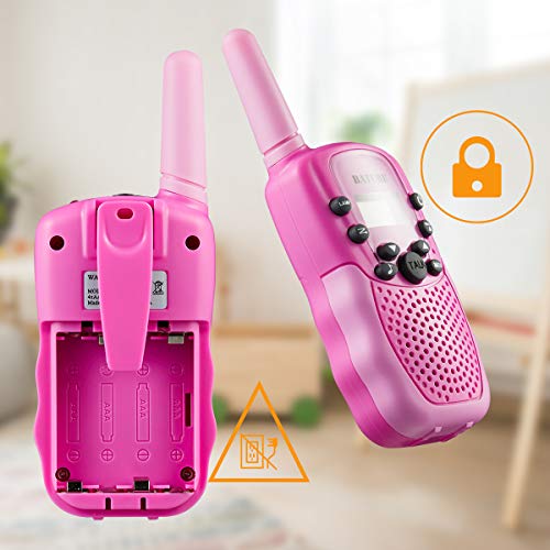 Walkie Talkies,Walkie Talkies for Kids 22 Channels 2 Way Radio with Backlit LCD Screen & LED Flashlight, Birthday Gifts Toys for Girls(Pink,2 Pack)