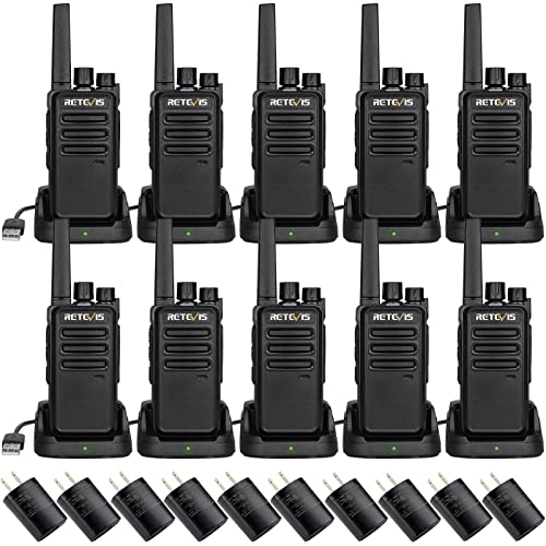 Retevis RT68 Walkie Talkie for Adults, Portable Two-Way Radios Long Range, Handsfree, 2 Way Radios Rechargeable with USB Charging Base and Adpter, for School Restaurant Retail Business(10 Pack)