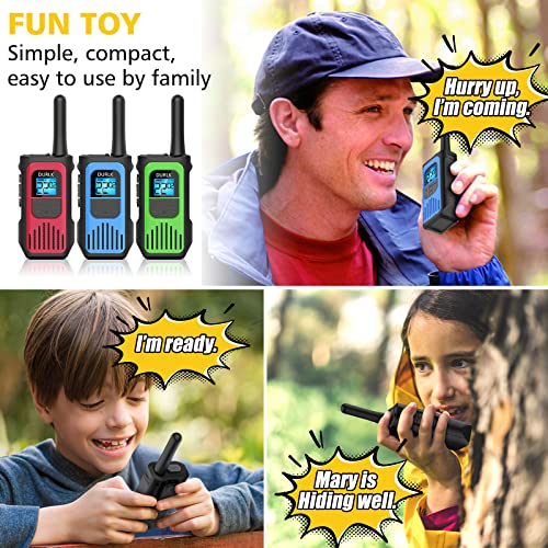 Rechargeable Walkie Talkies for Adults Long Range, 3 Pack FRS Walkie Talkies Two-Way Radios with 22 Channels, Crystal Voice, VOX, USB-C Charging for Camping Hiking, Li-ion Batteries Include