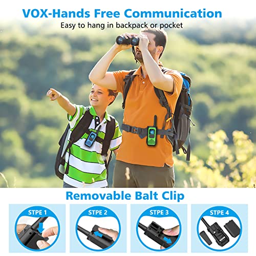 Rechargeable Walkie Talkies for Adults Long Range, 3 Pack FRS Walkie Talkies Two-Way Radios with 22 Channels, Crystal Voice, VOX, USB-C Charging for Camping Hiking, Li-ion Batteries Include