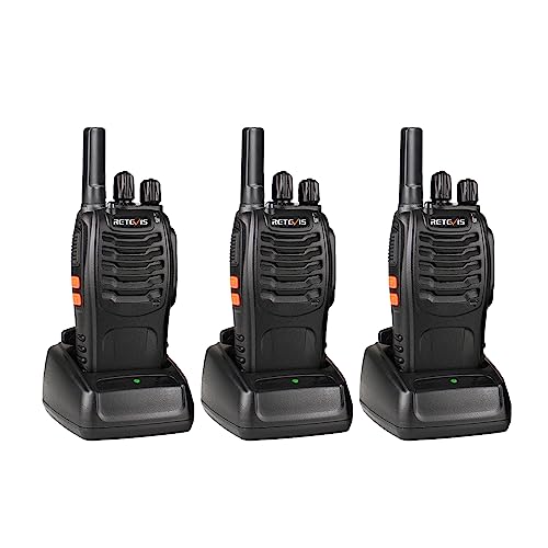 Retevis H-777 Walkie Talkies Rechargeable, 2 Way Radios Long Range, Portable FRS Two-Way Radios, Short Antenna, LED Flashlight, for Adults Family Outdoor (3 Pack)