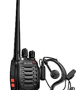 Arcshell Rechargeable Long Range Two-Way Radios with Earpiece 2 Pack Walkie Talkies Li-ion Battery and Charger Included