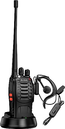 Arcshell Rechargeable Long Range Two-Way Radios with Earpiece 2 Pack Walkie Talkies Li-ion Battery and Charger Included