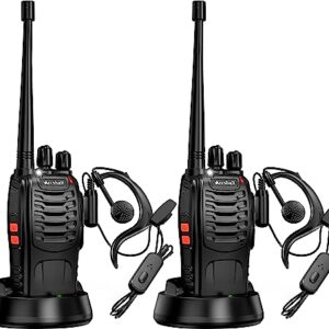 Arcshell Rechargeable Long Range Two-Way Radios with Earpiece 2 Pack Walkie Talkies Li-ion Battery and Charger Included